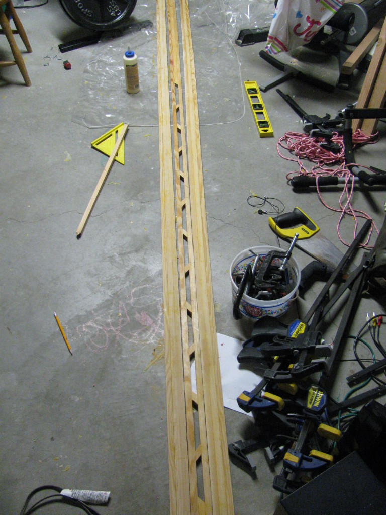 The three laminations of the mast ready to become one.