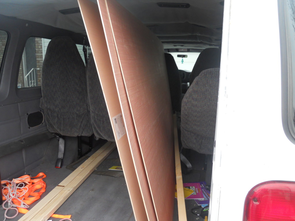 It doesn't look like a canoe yet, but it does fit nicely in the big van.